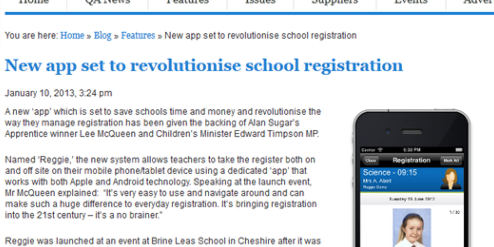 Reggie® Education featured on QA Education website